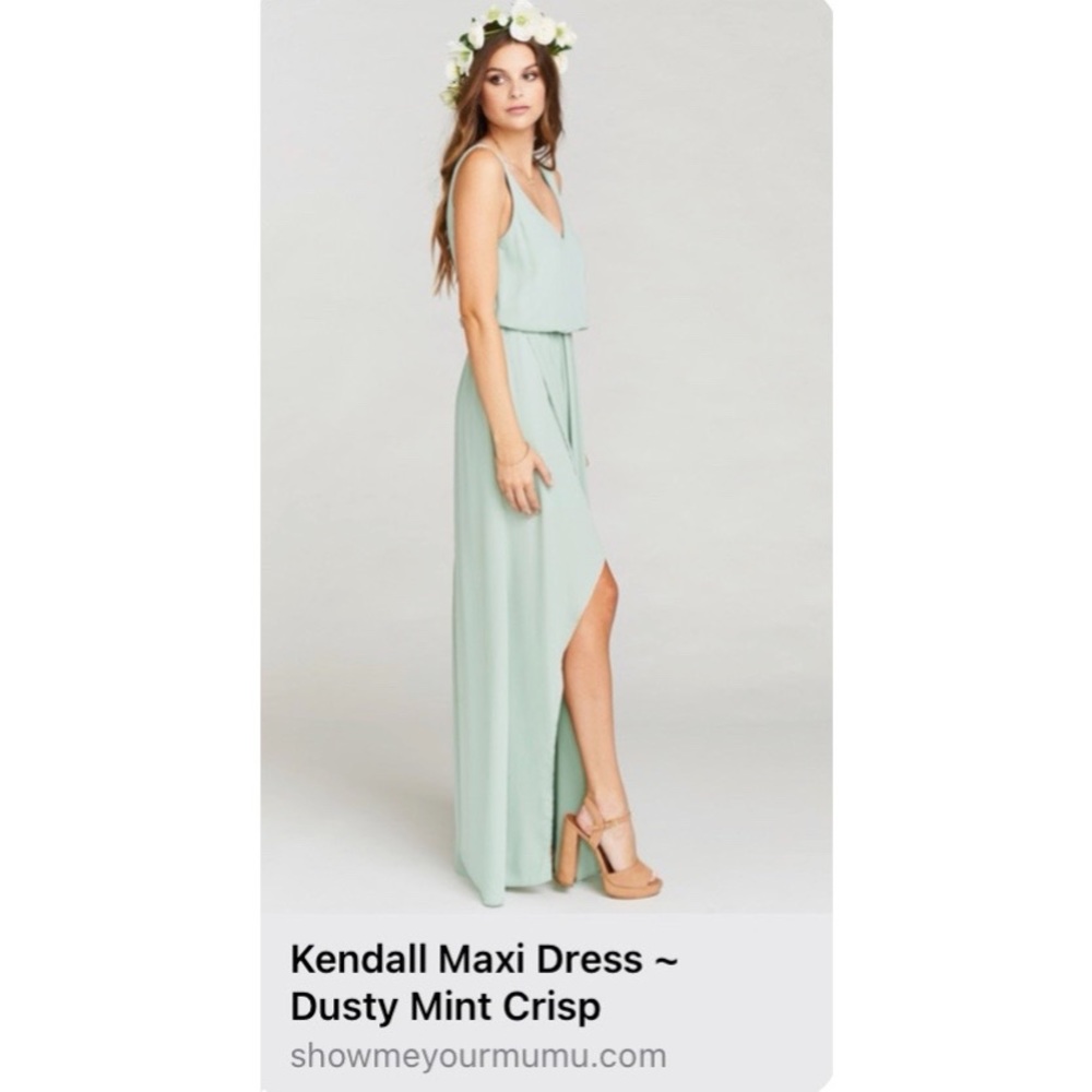 Kendall Maxi Dress. Color: Dusty Mint Crisp. Show Me Your Mumu. Size Medium.